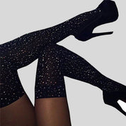 Long Rhinestone-Embellished Socks