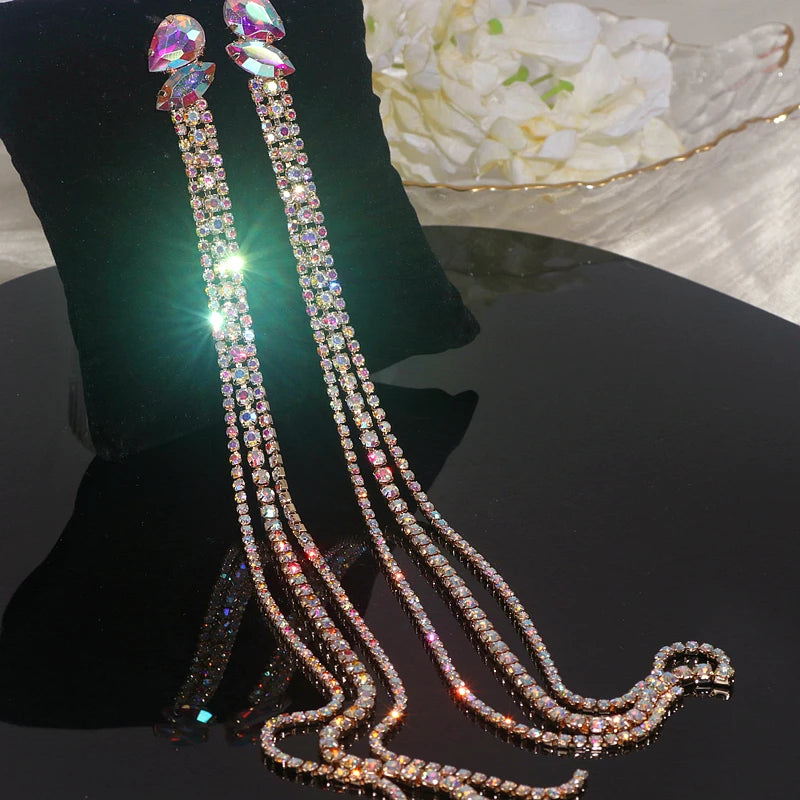 Rhinestone Chain Drop Earrings