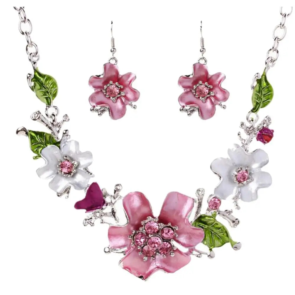 Flower Rhinestone Jewelry Set
