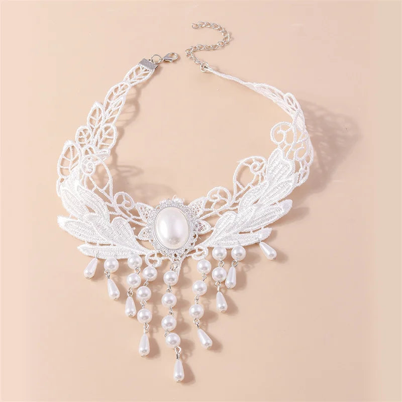 White Lace Choker Necklace