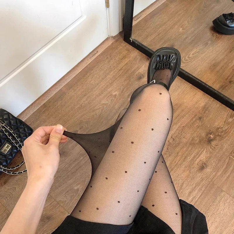 Sheer Heart-Patterned Stockings