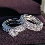 New Zirconia-Studded Wedding Rings Set