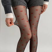 Sheer Heart-Patterned Stockings