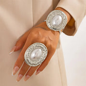 Trendy Pearl-Inspired Bracelet & Ring Set
