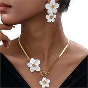 Flower Pendant Necklace with Matching Earrings