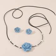 Flower Choker Necklace with Matching Earrings