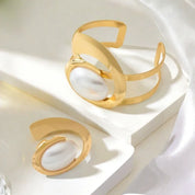 Spiral Bracelet & Ring with Pearl Accents