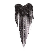 Beaded Heart Tassel Brooch