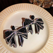 Black Bow Drop Earrings