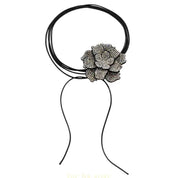 Adjustable Rope Flower Necklace