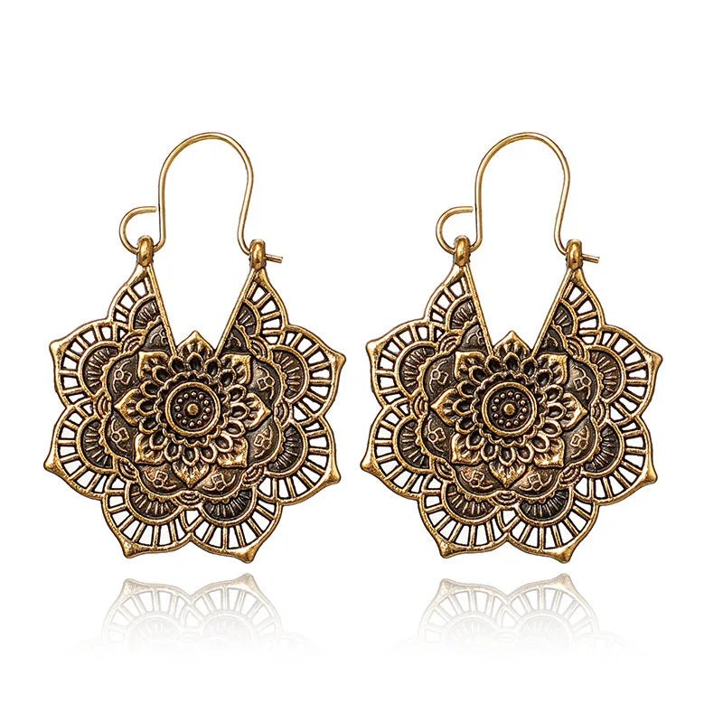 Hollow Floral Hoop Earrings