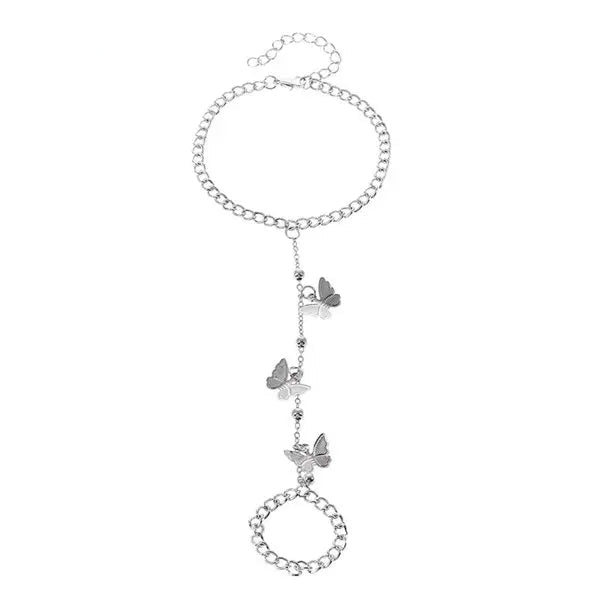 Heart Chain Ring Bracelet