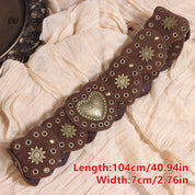 Brown Belt with Heart-Decorated Buckle