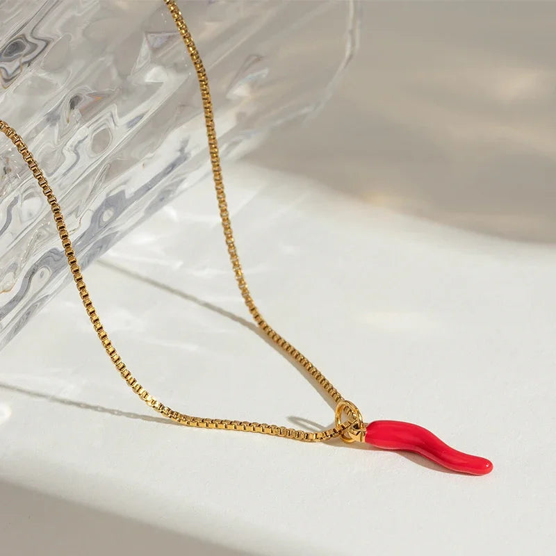 Red Chili Pendant Necklace for Women