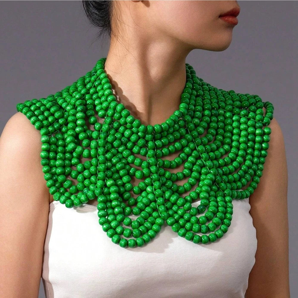 Elegant Handmade Wooden Bead Necklace