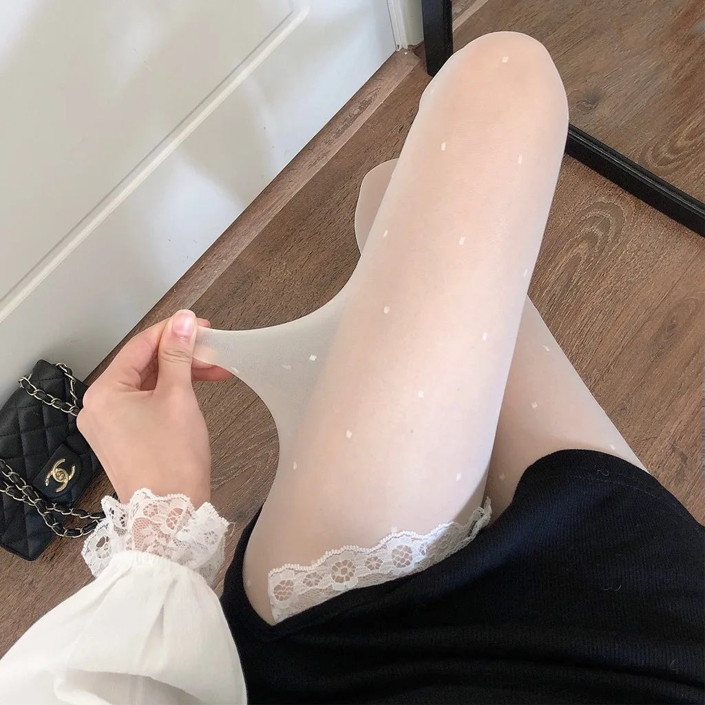Sheer Heart-Patterned Stockings