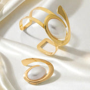 Spiral Bracelet & Ring with Pearl Accents