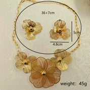 Flower Metal Necklace and Earring Set