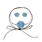 Flower Choker Necklace with Matching Earrings