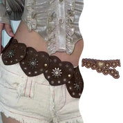 Brown Belt with Heart-Decorated Buckle