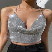 Rhinestone Embellished Crop Top