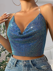 Rhinestone Embellished Crop Top