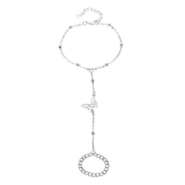 Heart Chain Ring Bracelet