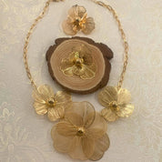 Flower Metal Necklace and Earring Set