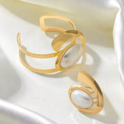 Spiral Bracelet & Ring with Pearl Accents