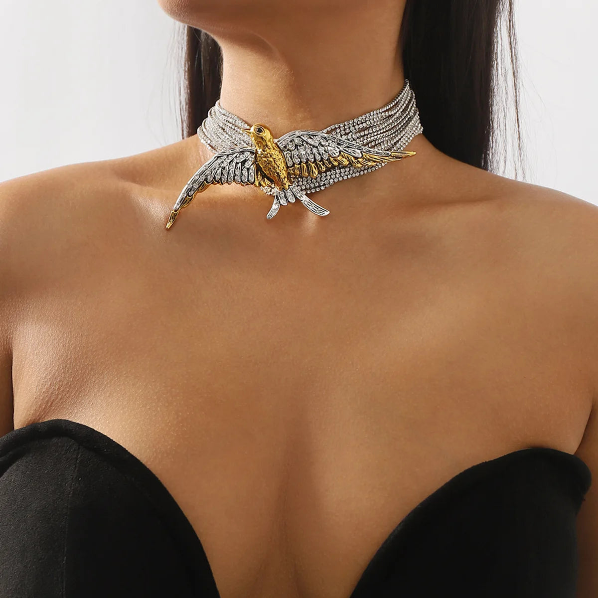 All-Crystal Swallow Necklace
