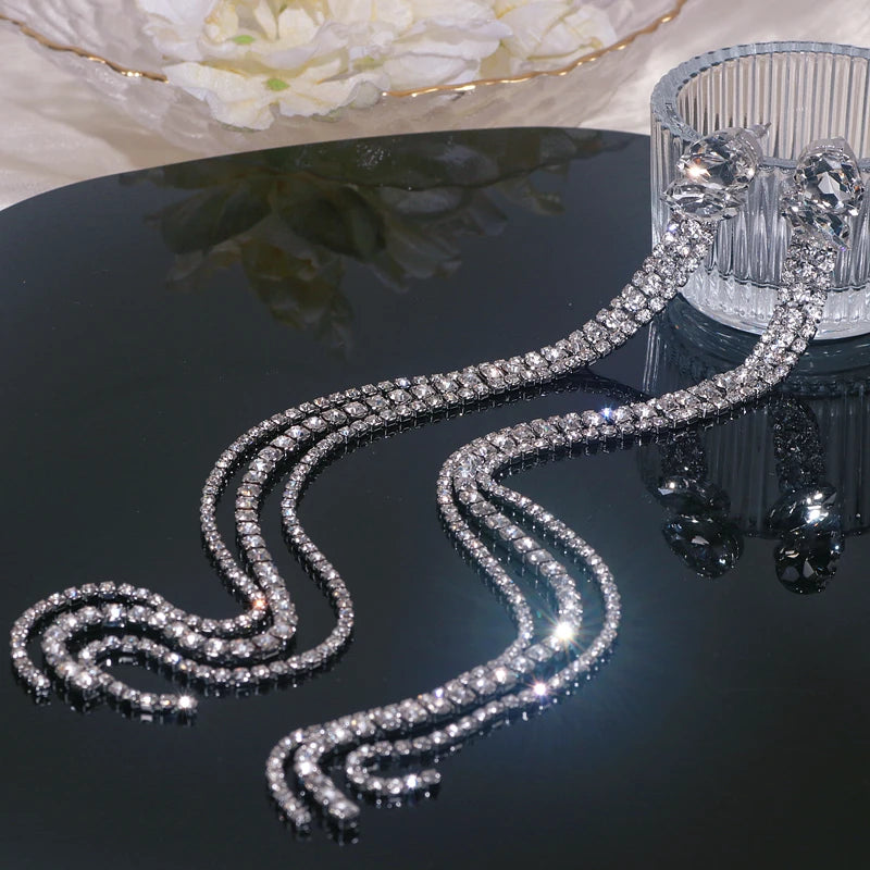 Rhinestone Chain Drop Earrings
