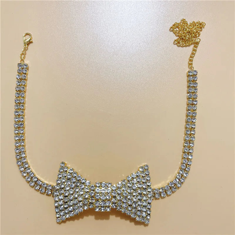 Rhinestone Bow Necklace