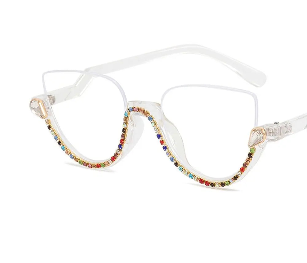 Transparent Rhinestone-Studded Glasses