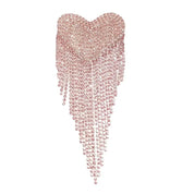 Beaded Heart Tassel Brooch