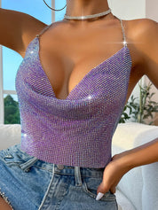 Rhinestone Embellished Crop Top