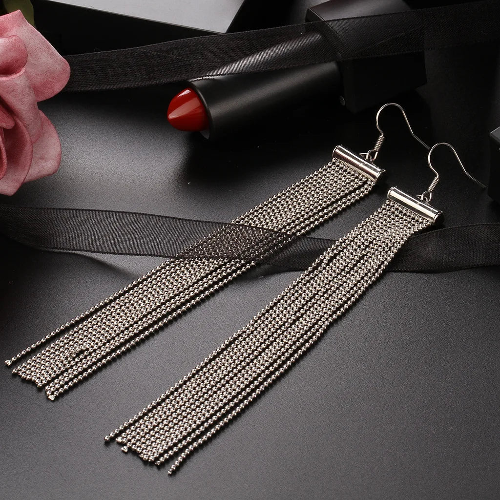 Distinctive Long Metal Earrings