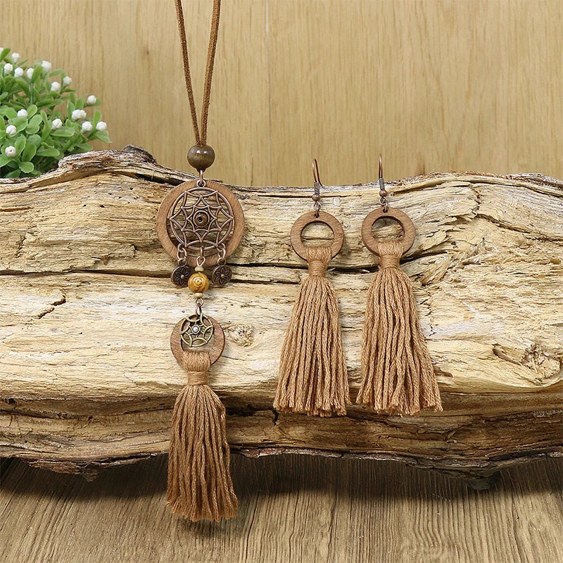 Wooden Circle Pendant Necklace