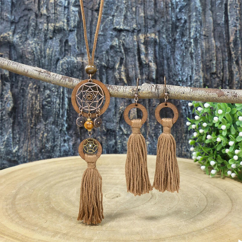 Wooden Circle Pendant Necklace