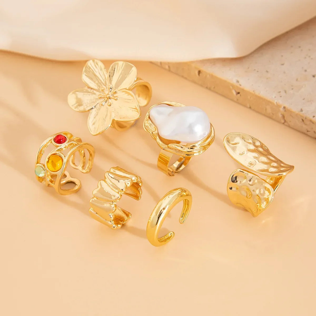 Set of 6 Stainless Steel Rings