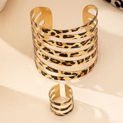 Leopard Print Bracelet and Ring Set