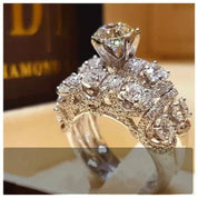 New Zirconia-Studded Wedding Rings Set