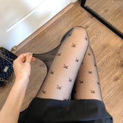 Sheer Heart-Patterned Stockings
