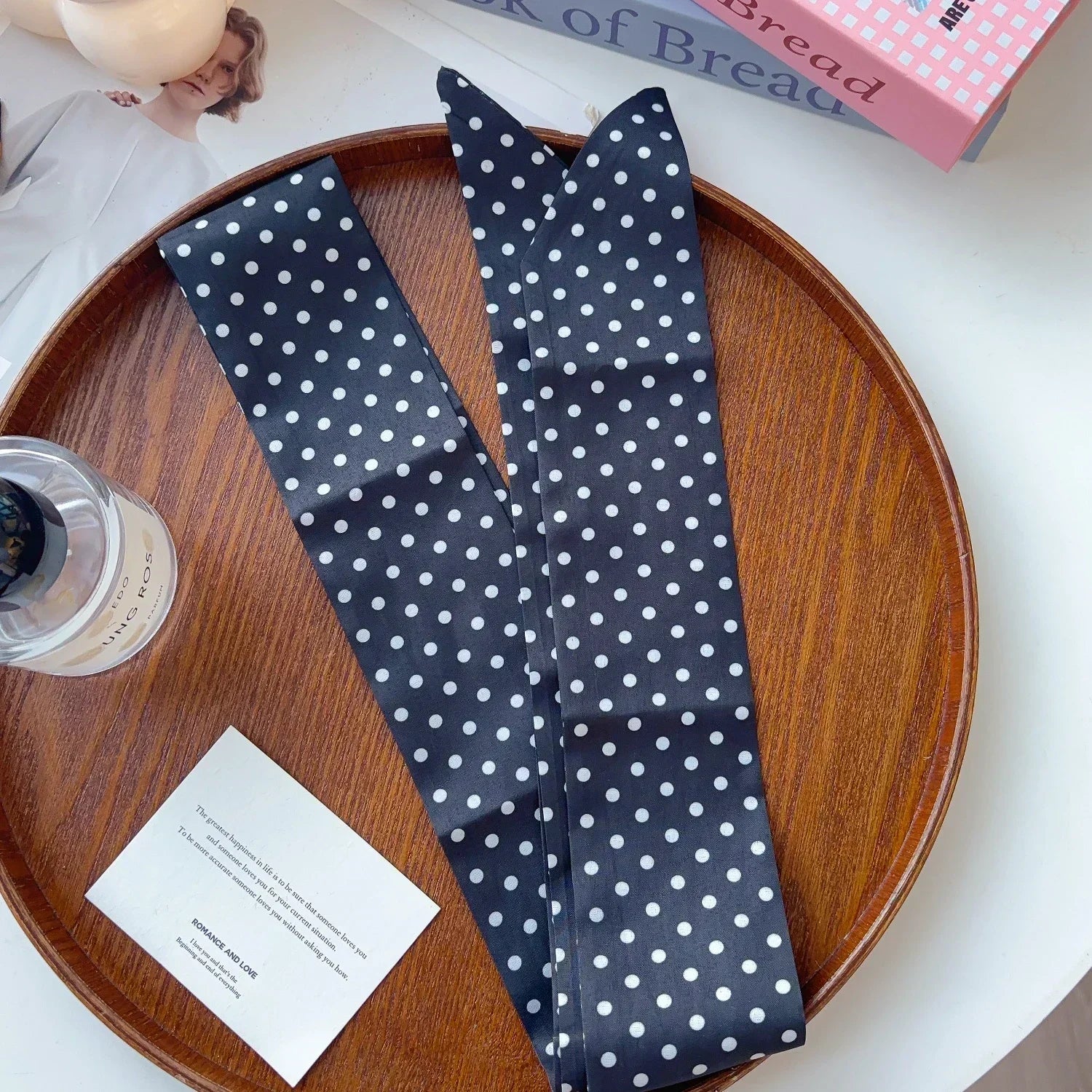 Leopard Print Long Scarf with Polka Dots