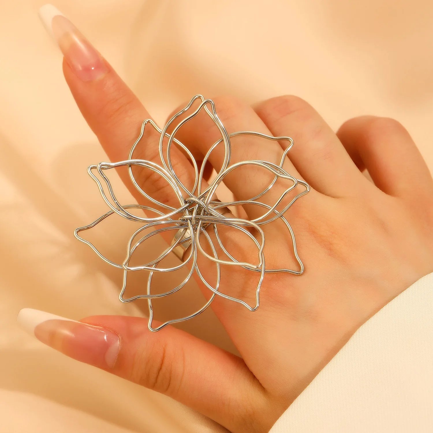 Multi-Layer Large Flower Statement Ring
