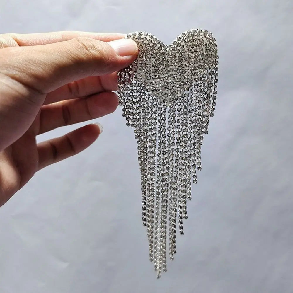 Beaded Heart Tassel Brooch