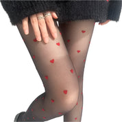 Sheer Heart-Patterned Stockings