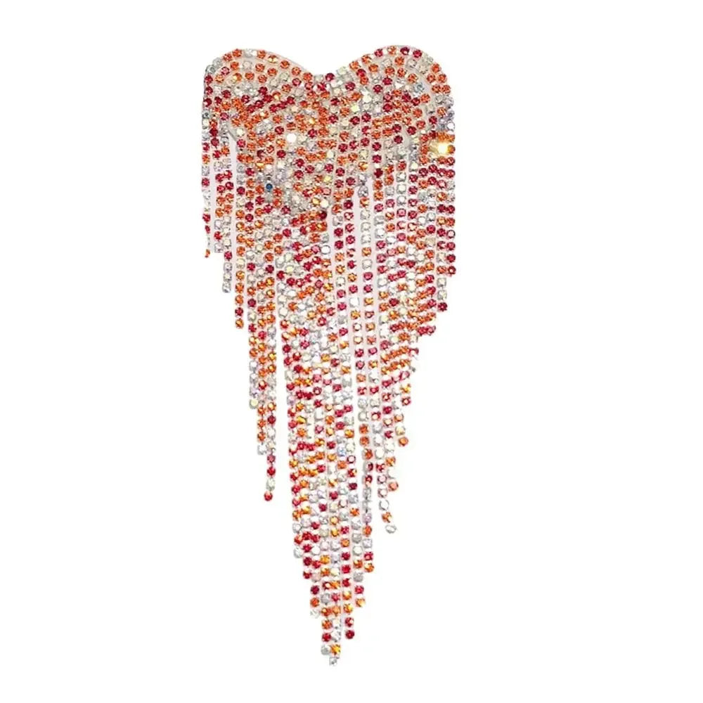 Beaded Heart Tassel Brooch