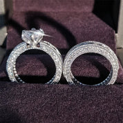New Zirconia-Studded Wedding Rings Set
