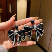 Black Bow Drop Earrings