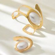 Spiral Bracelet & Ring with Pearl Accents